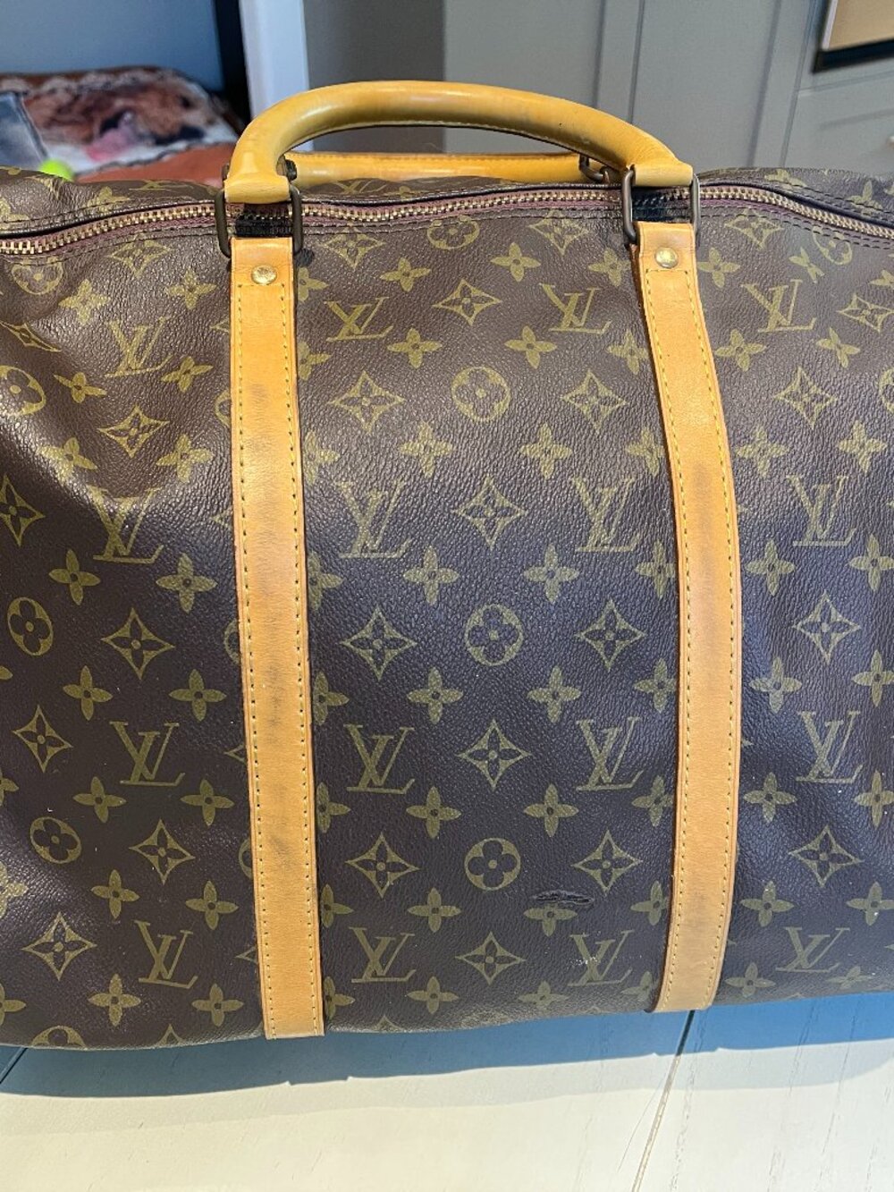 Authentic Louis Vuitton Keepall 50 Leather Duffel Duffle Bag